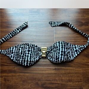 Trina Turk Black and White Bikini Top with Gold Accent